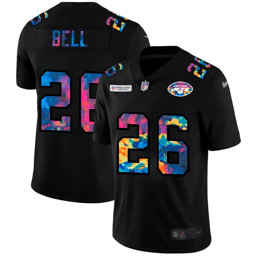NFL New York Jets 26 LeVeon Bell Men Nike MultiColor Black 2020 Crucial Catch Vapor Untouchable Limited Jersey